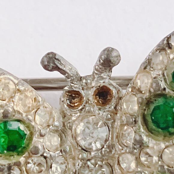 VTG Lot of 3 Mid Century Brooches Rhinestone Enamel Insect Floral Pins - Picture 15 of 16